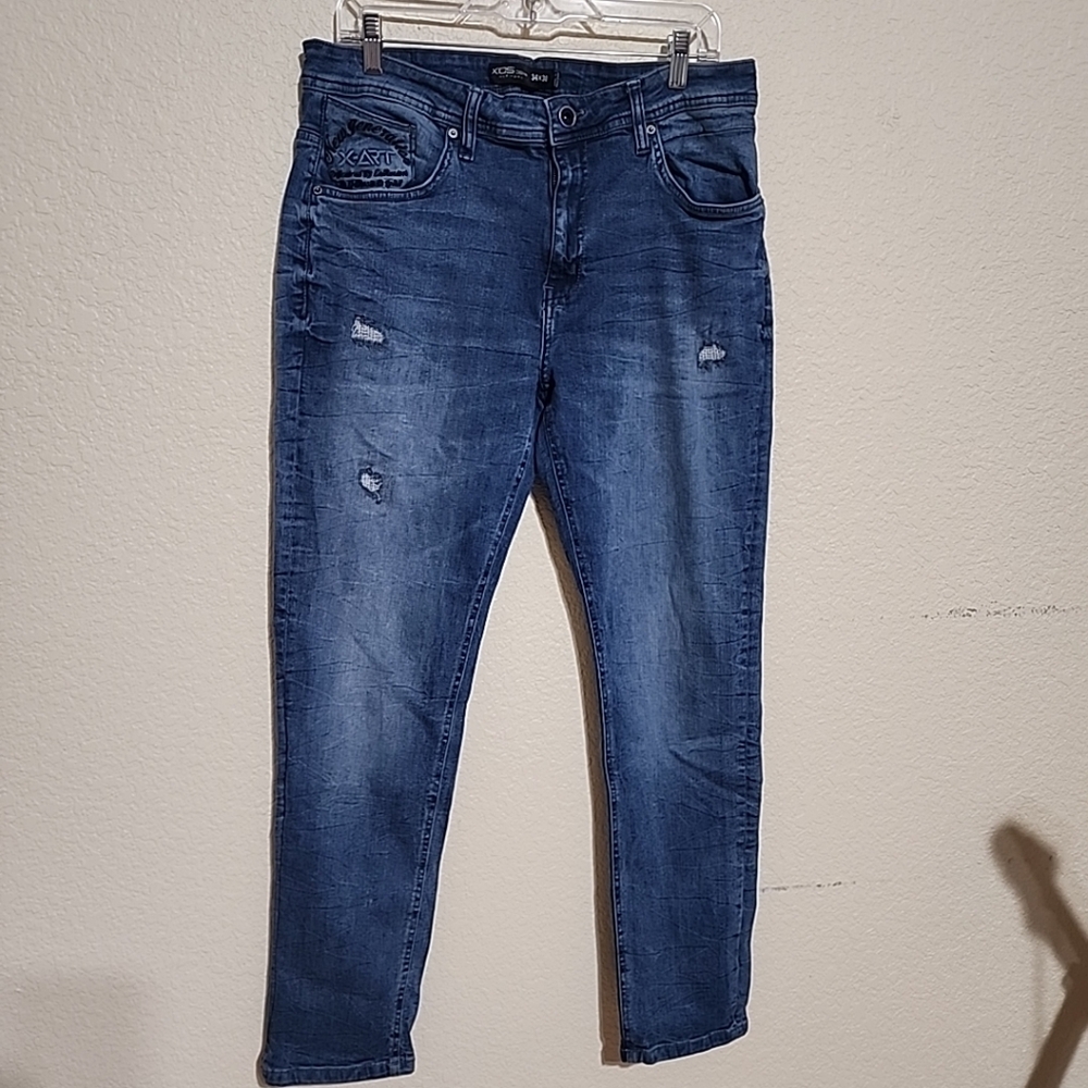 XIOS  NEW GENERATION X-Art Blue Denim Men's Size 34x30 Distressed